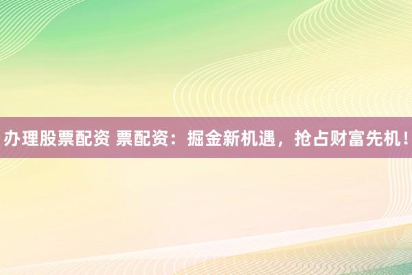 办理股票配资 票配资：掘金新机遇，抢占财富先机！