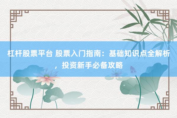 杠杆股票平台 股票入门指南:基础知识点全解析,投资新手必备攻略