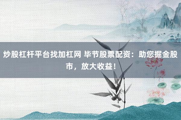 炒股杠杆平台找加杠网 毕节股票配资:助您掘金股市,放大收益!