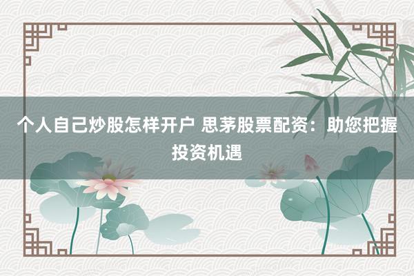 个人自己炒股怎样开户 思茅股票配资:助您把握投资机遇