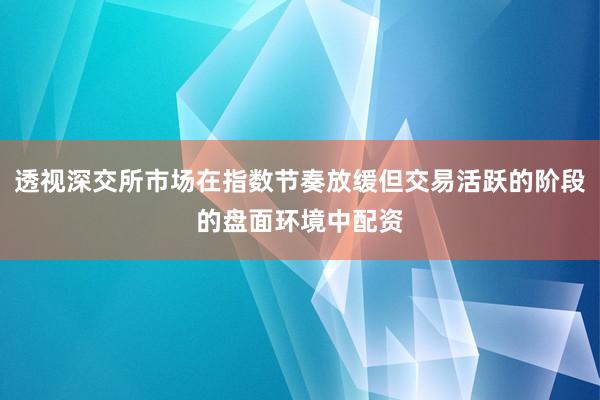 透视深交所市场在指数节奏放缓但交易活跃的阶段的盘面环境中配资