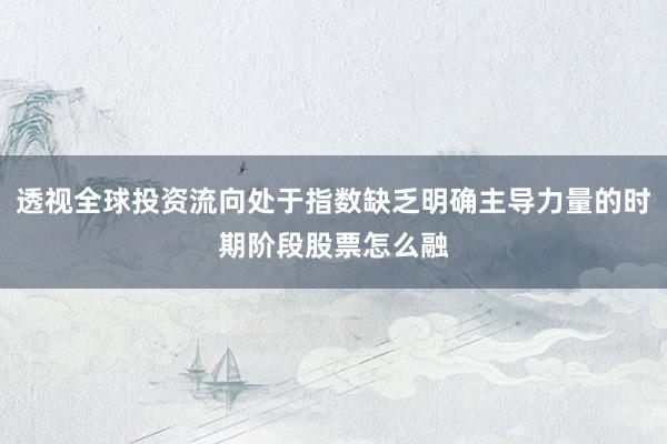 透视全球投资流向处于指数缺乏明确主导力量的时期阶段股票怎么融