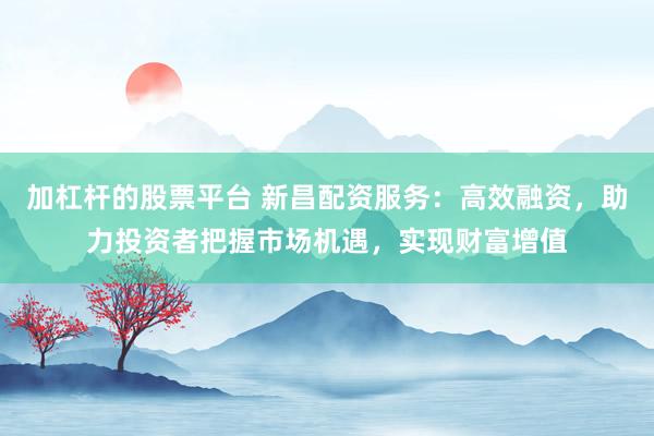 加杠杆的股票平台 新昌配资服务：高效融资，助力投资者把握市场机遇，实现财富增值