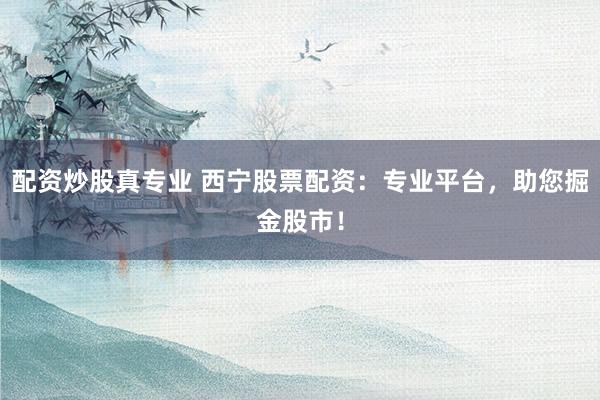 配资炒股真专业 西宁股票配资：专业平台，助您掘金股市！