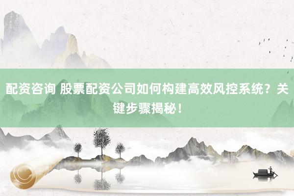 配资咨询 股票配资公司如何构建高效风控系统？关键步骤揭秘！